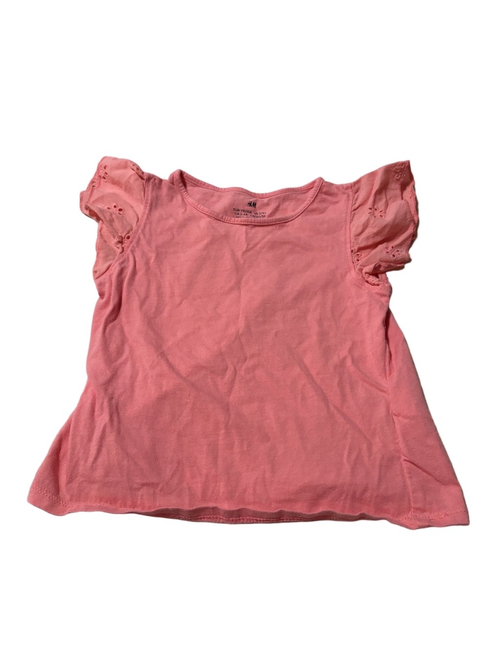 H&M Coral Pink Flutter Sleeve Tee Size